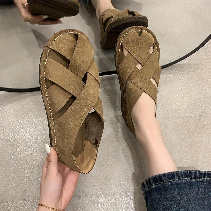 Women's Artisan-Woven Vegan Leather Hollow-Out Sandals Corvine