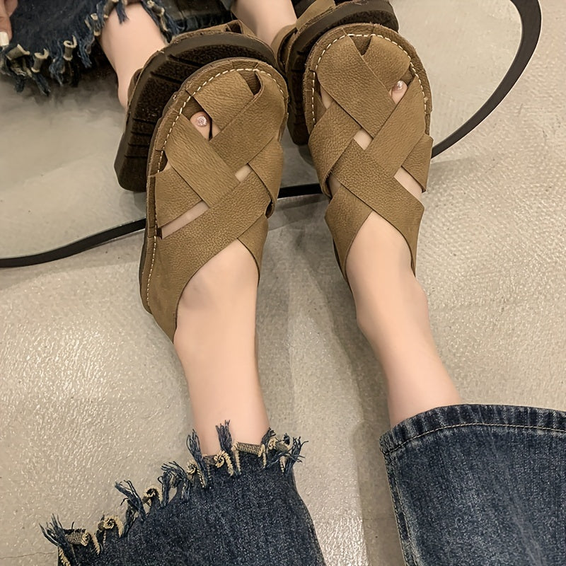 Women's Artisan-Woven Vegan Leather Hollow-Out Sandals Corvine