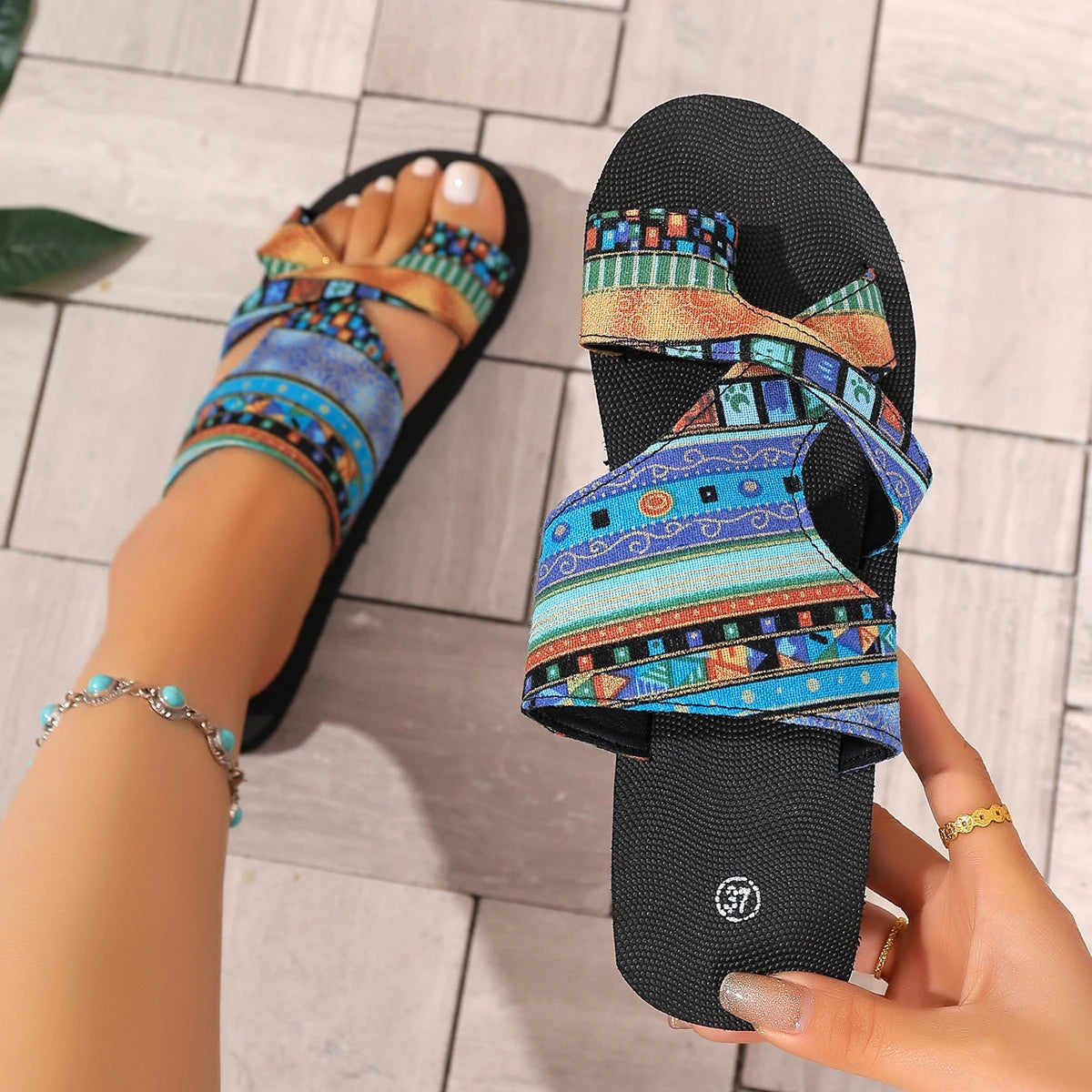 Women's Artisan Woven Slip-On Sandals Corvine