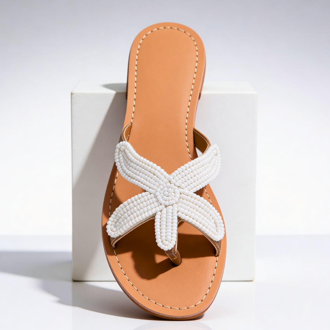Women's Beaded Starfish Design Flat Sandals Corvine