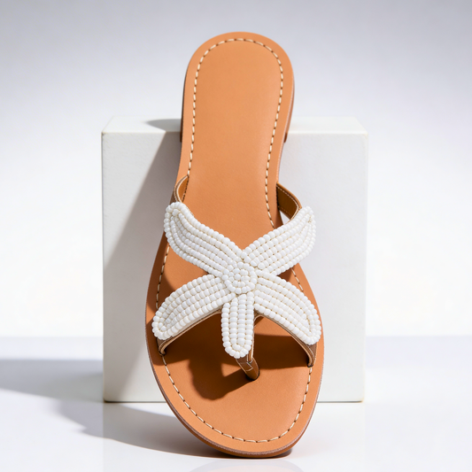 Women's Beaded Starfish Design Flat Sandals Corvine
