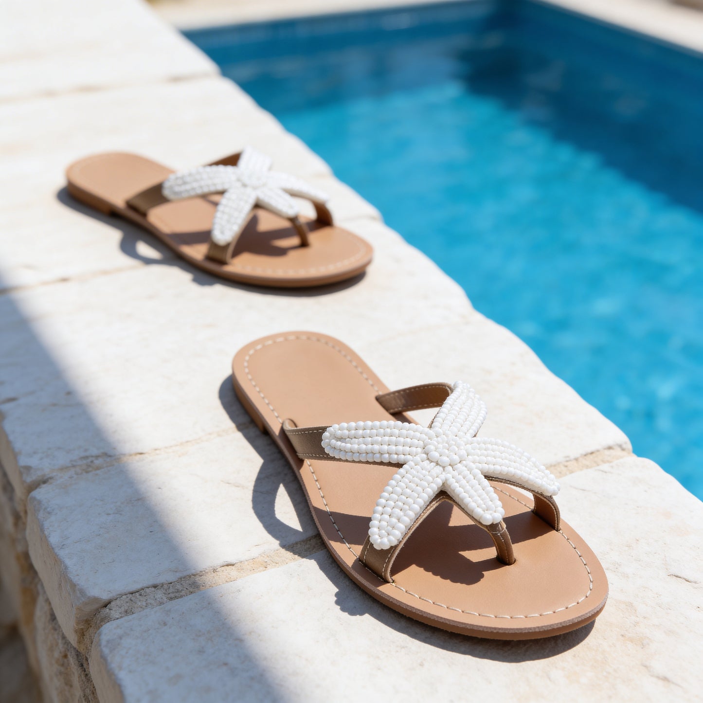 Women's Beaded Starfish Design Flat Sandals Corvine
