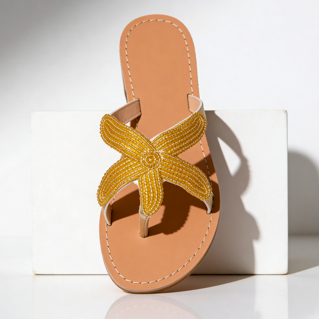 Women's Beaded Starfish Design Flat Sandals Corvine