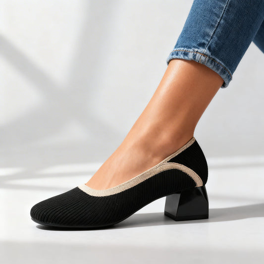 Women's Black Block Heel Pumps Corvine