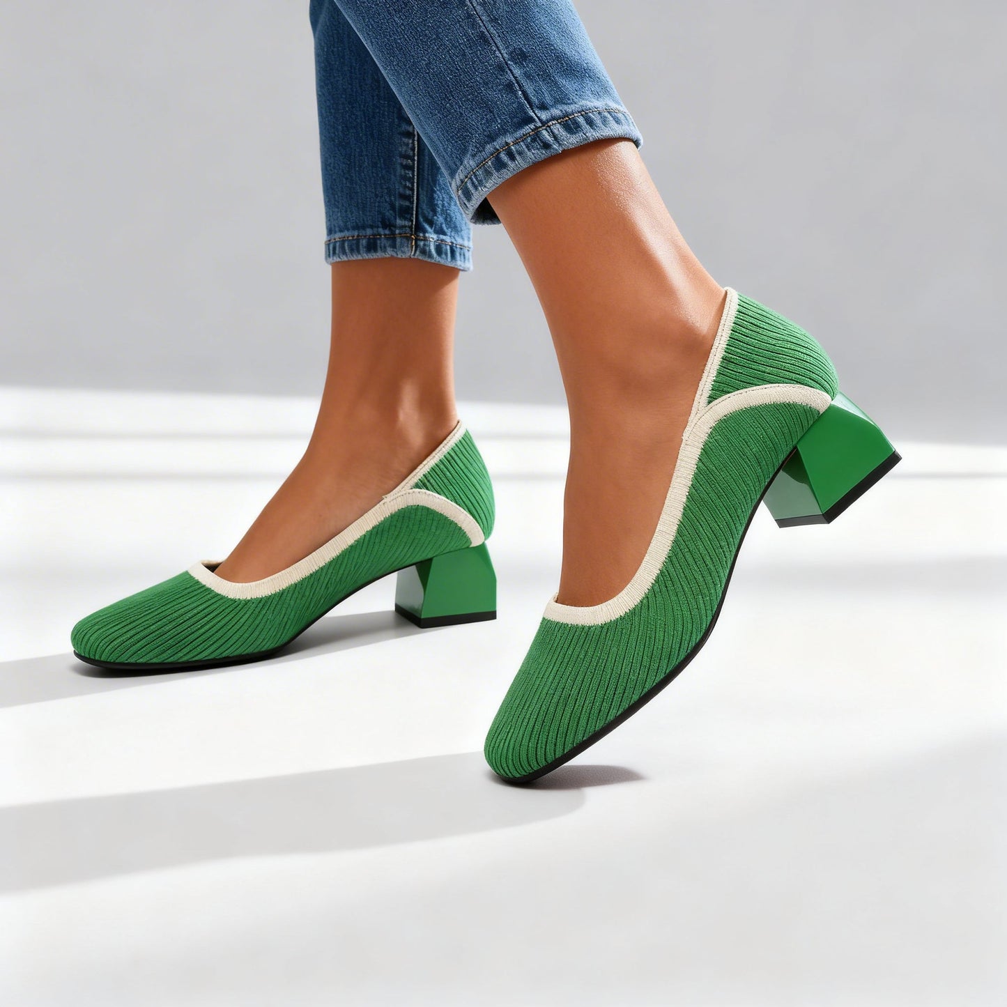 Women's Black Block Heel Pumps Corvine