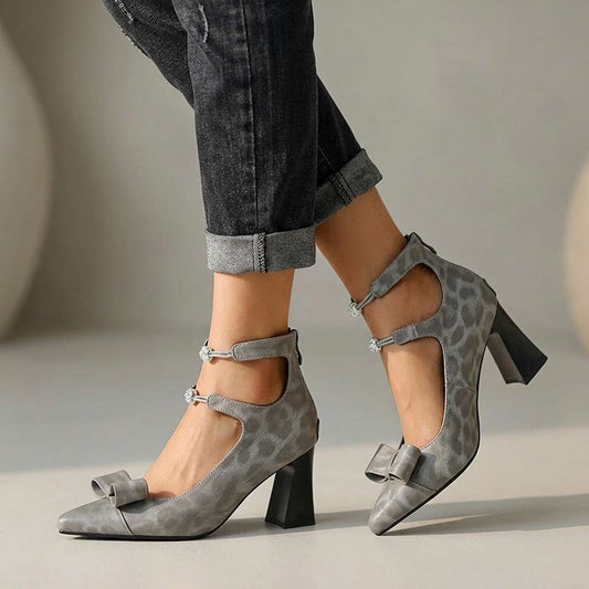 Women's Black Bow Detail Cushioned Heels Corvine