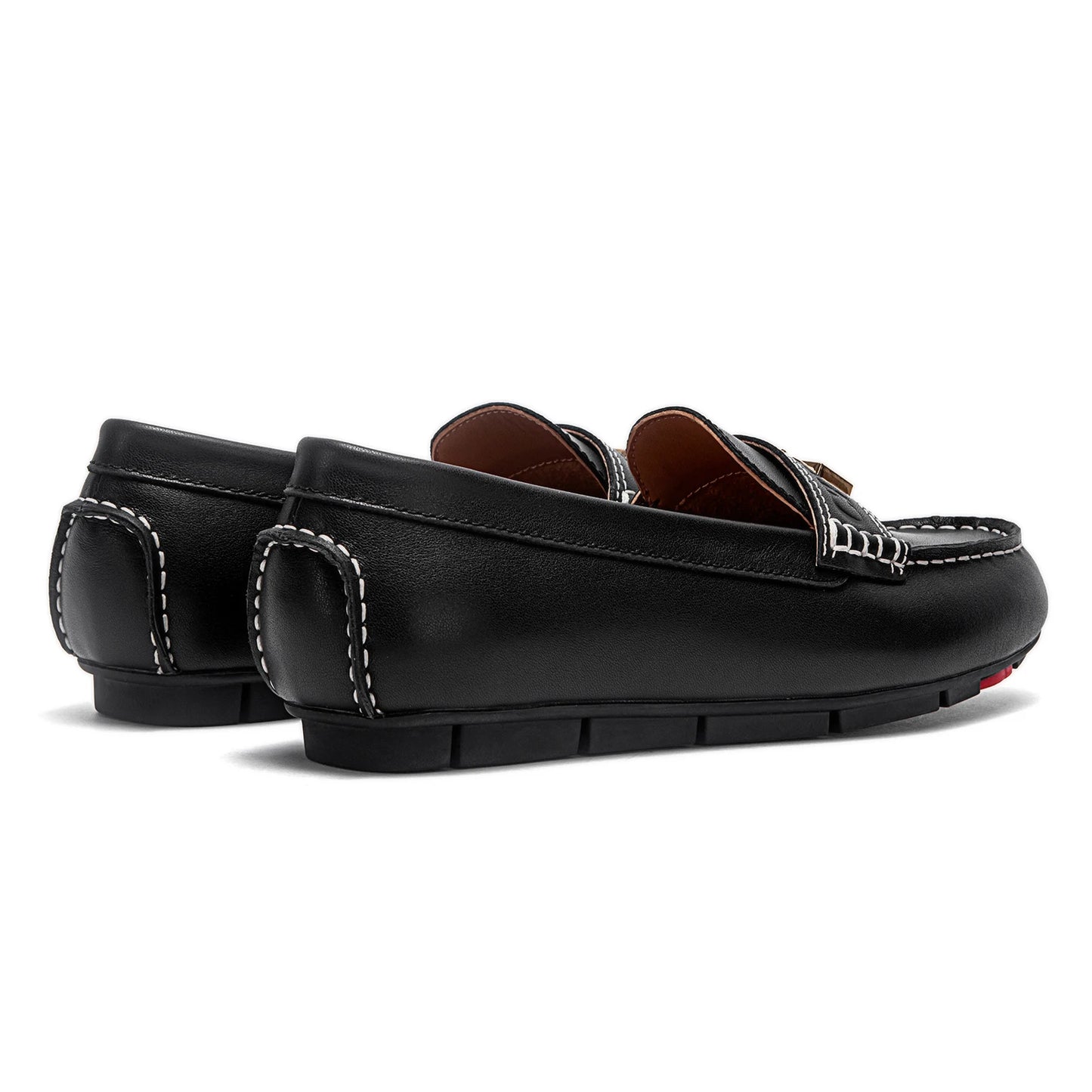 Women's Black Cow Leather Flat Loafers Corvine