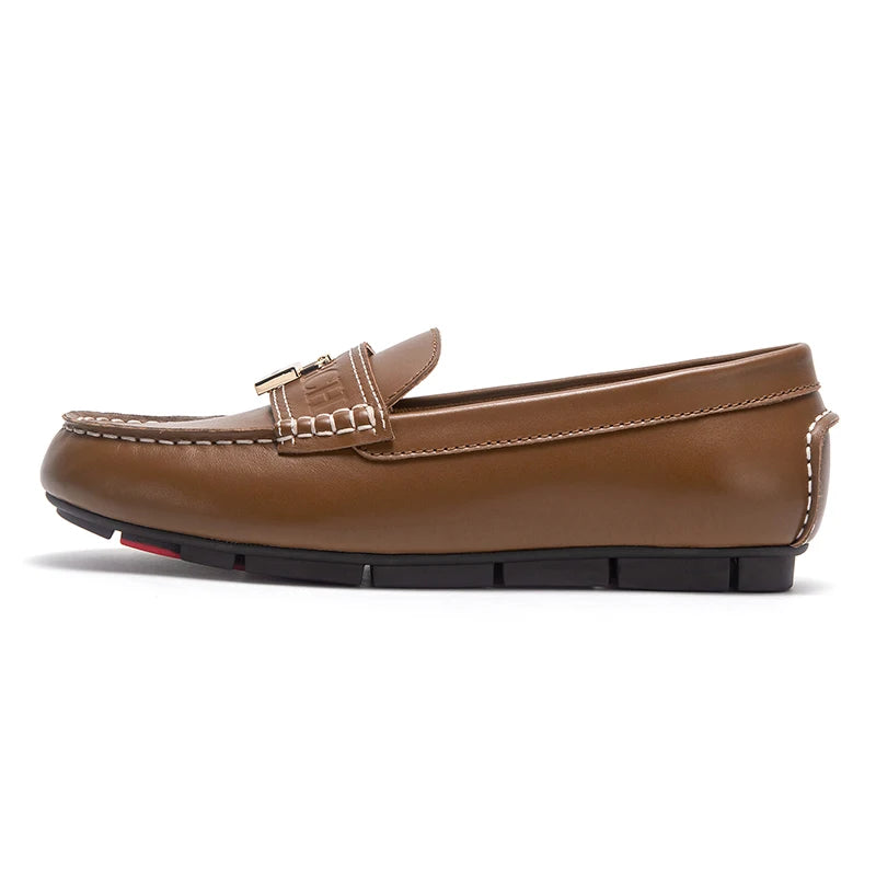 Women's Black Cow Leather Flat Loafers Corvine