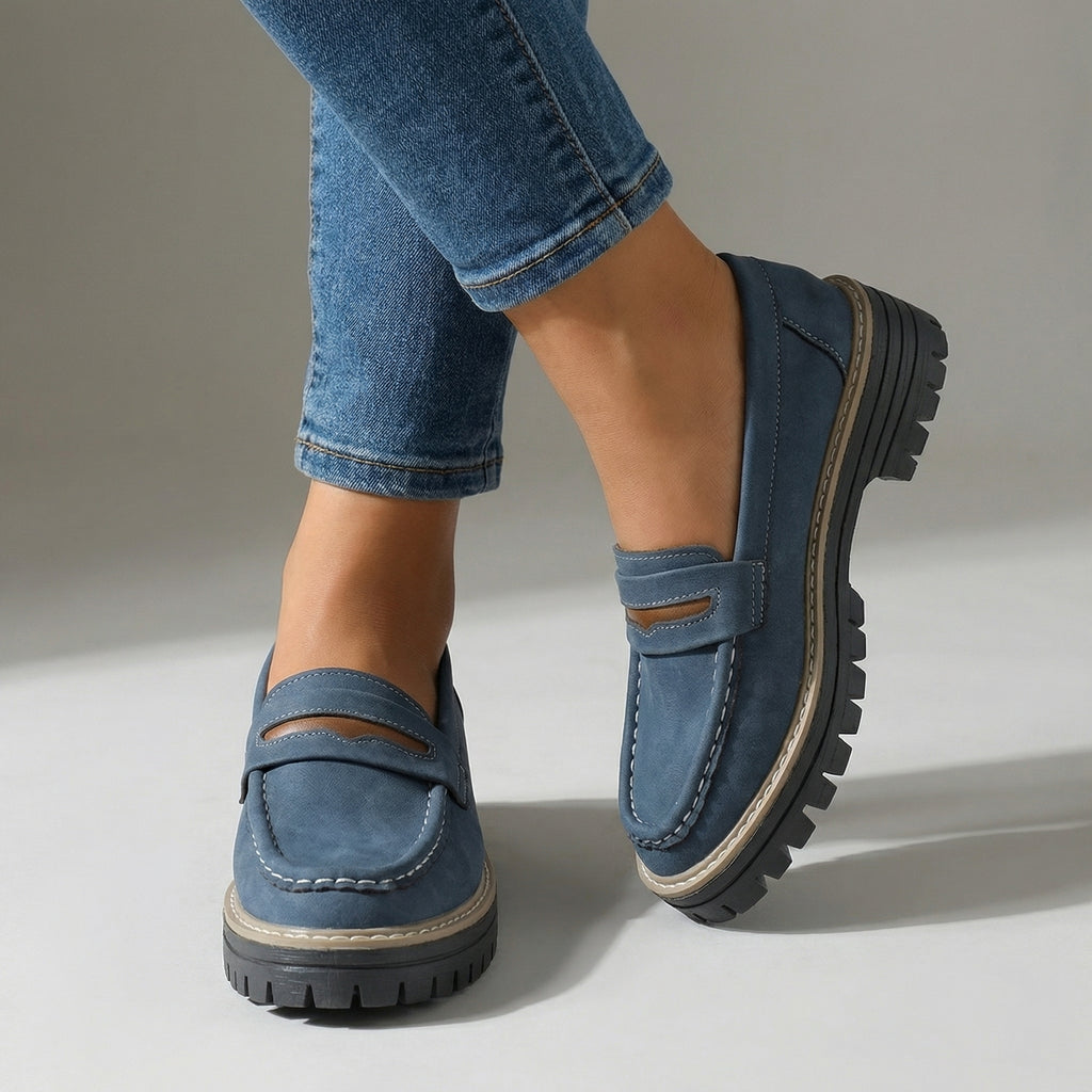 Women's Black Cushioned Platform Loafers Corvine