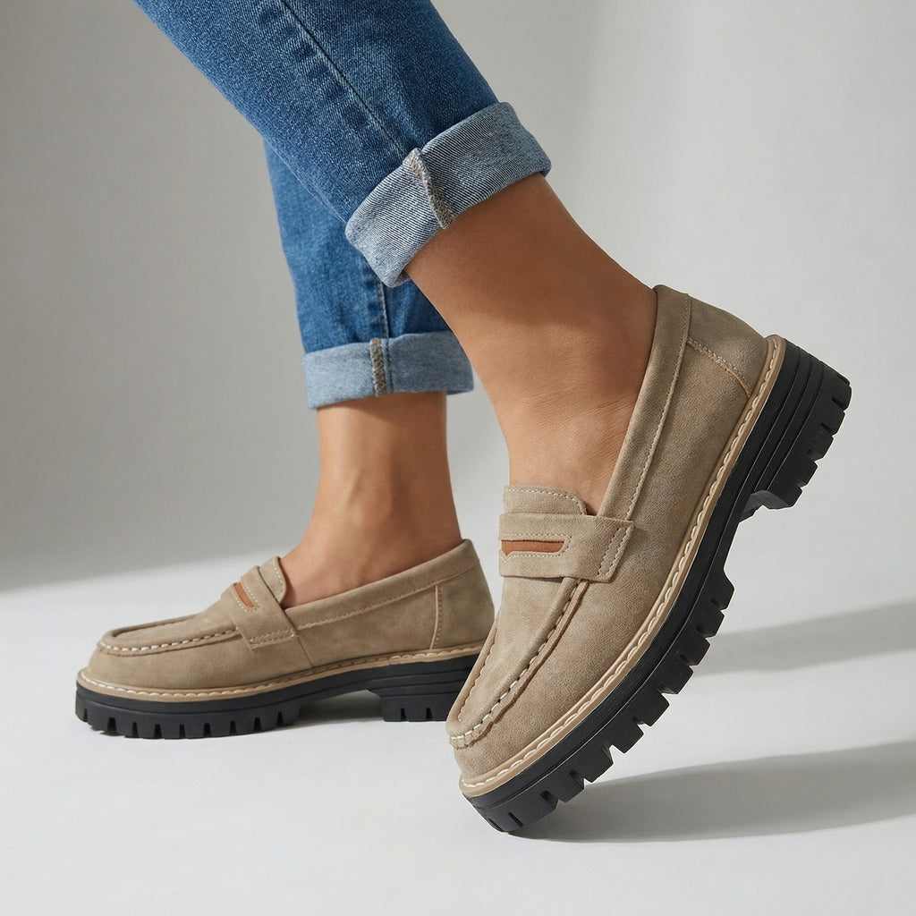 Women's Black Cushioned Platform Loafers Corvine