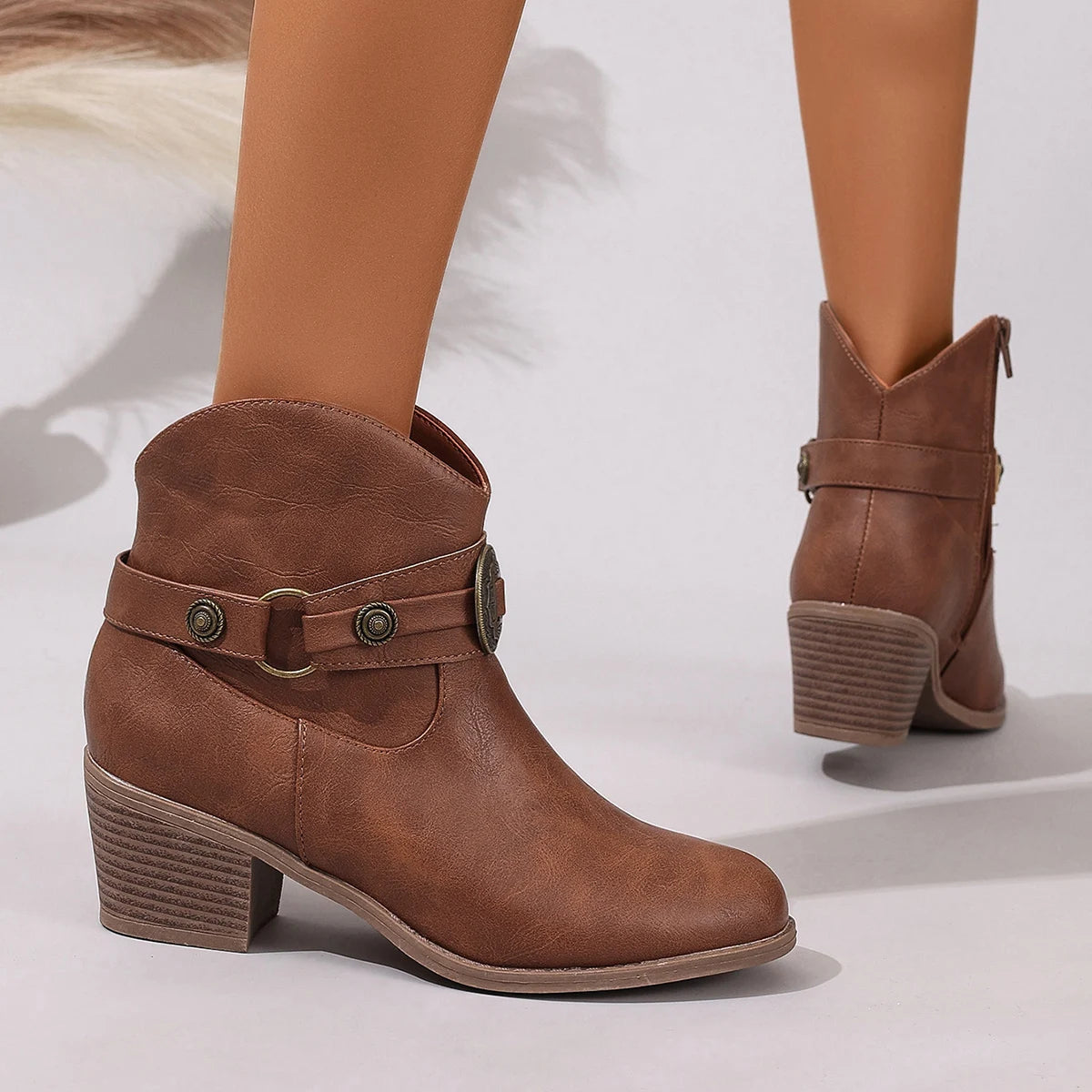 Women's Black Faux Leather Ankle Boots Corvine