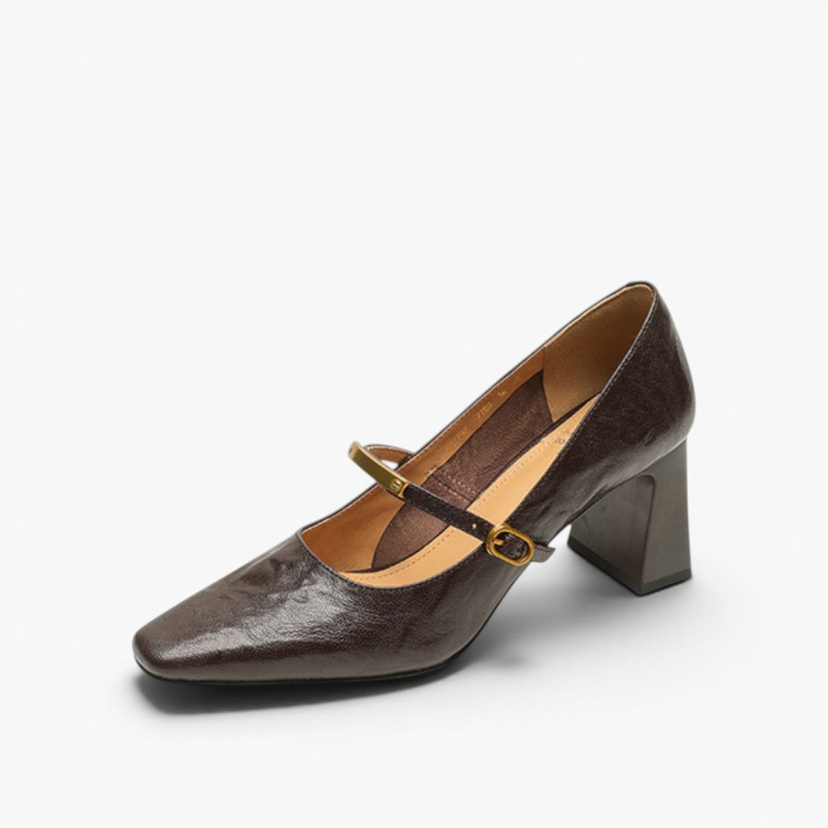 Women's Black Genuine Lambskin Leather Block Heel Pumps Corvine