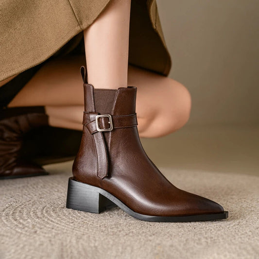 Women’s Black Genuine Leather Ankle Boots Corvine
