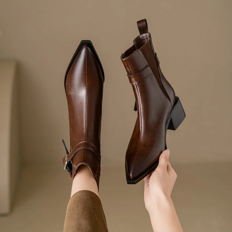 Women’s Black Genuine Leather Ankle Boots Corvine