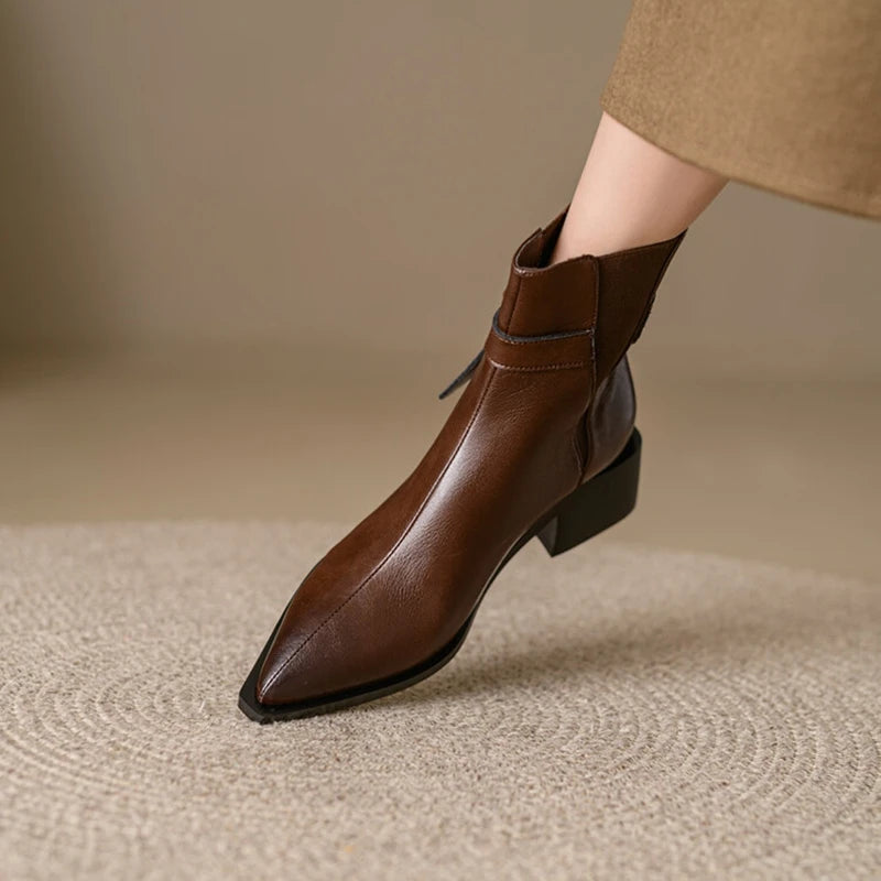 Women’s Black Genuine Leather Ankle Boots Corvine