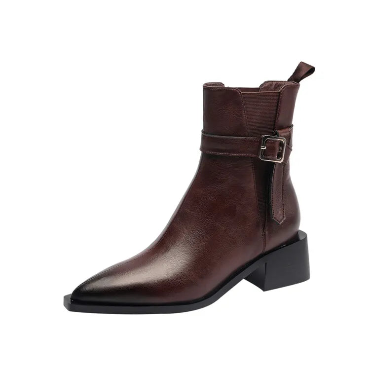 Women’s Black Genuine Leather Ankle Boots Corvine