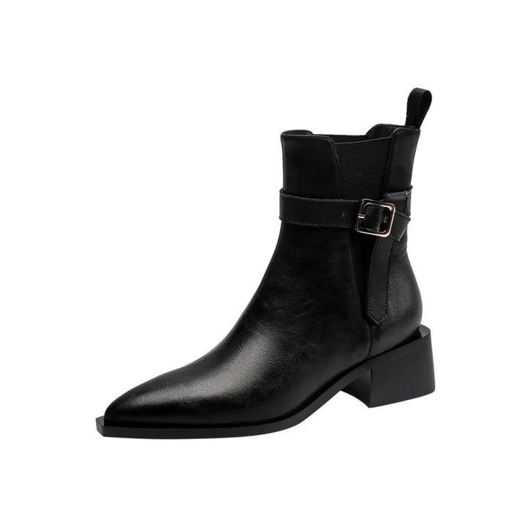 Women’s Black Genuine Leather Ankle Boots Corvine