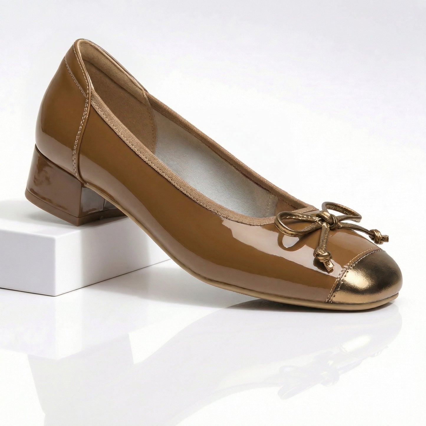 Women's Black Genuine Leather Cap-Toe Heels Corvine
