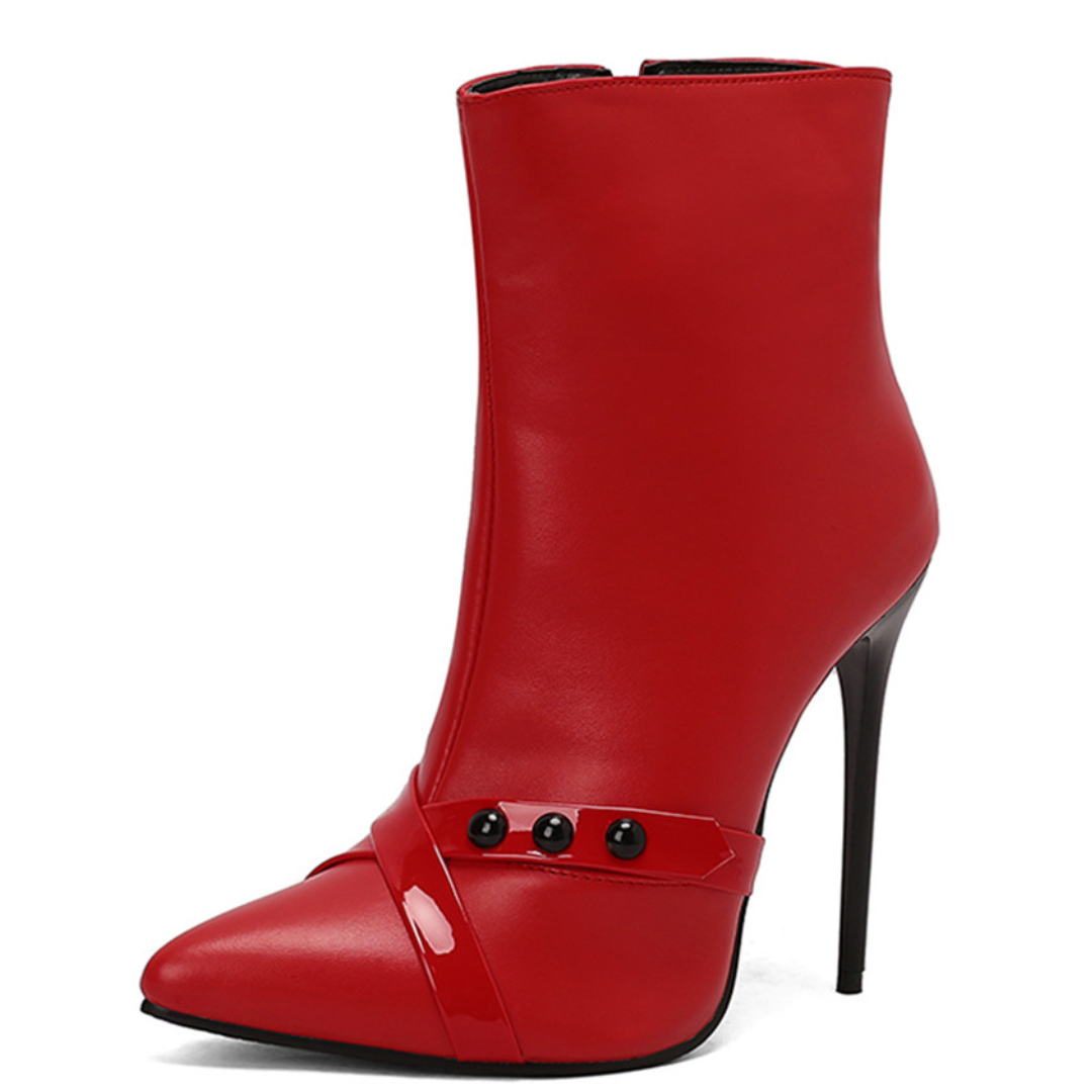 Women's Black High-Flex Leather Stiletto Heels Corvine