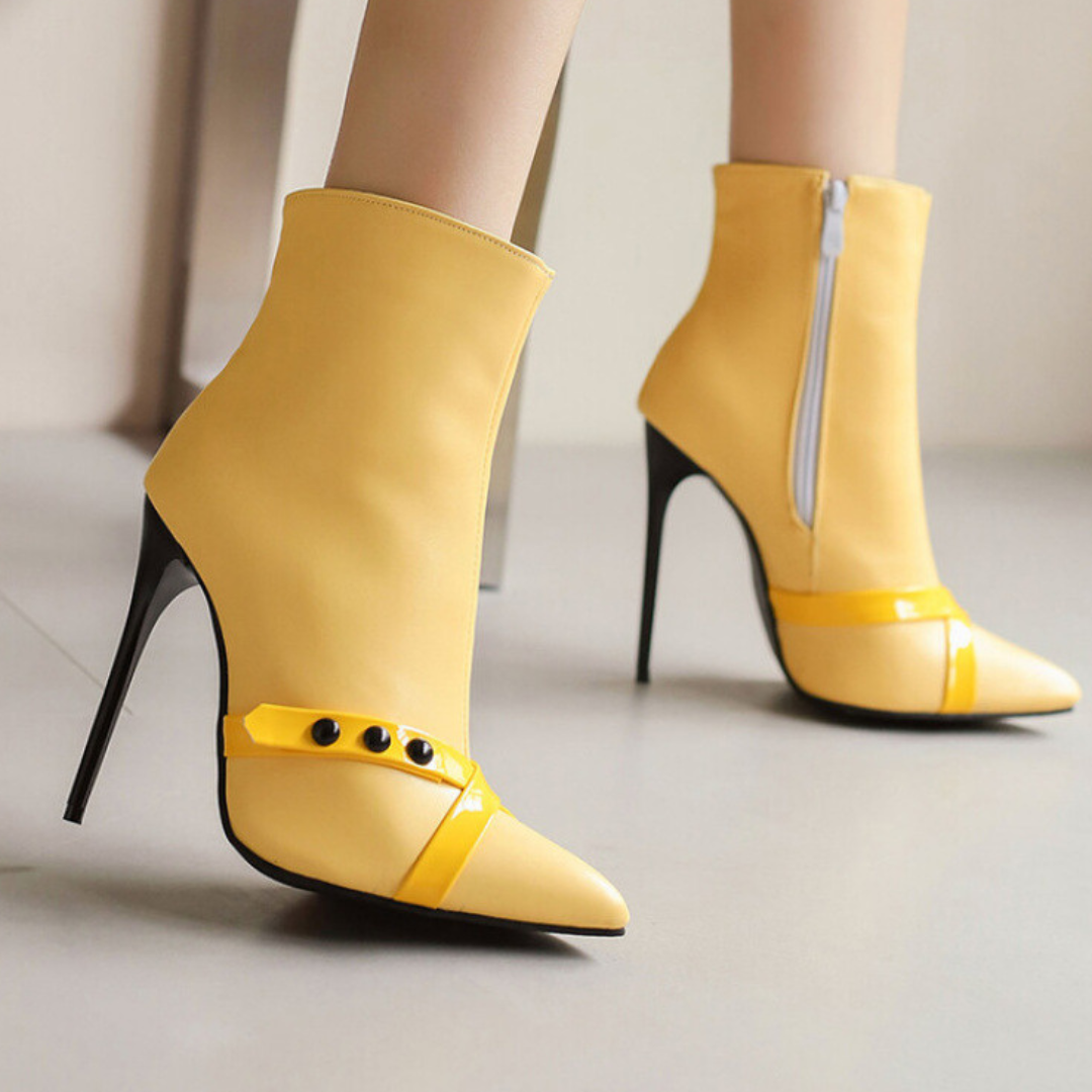 Women's Black High-Flex Leather Stiletto Heels Corvine