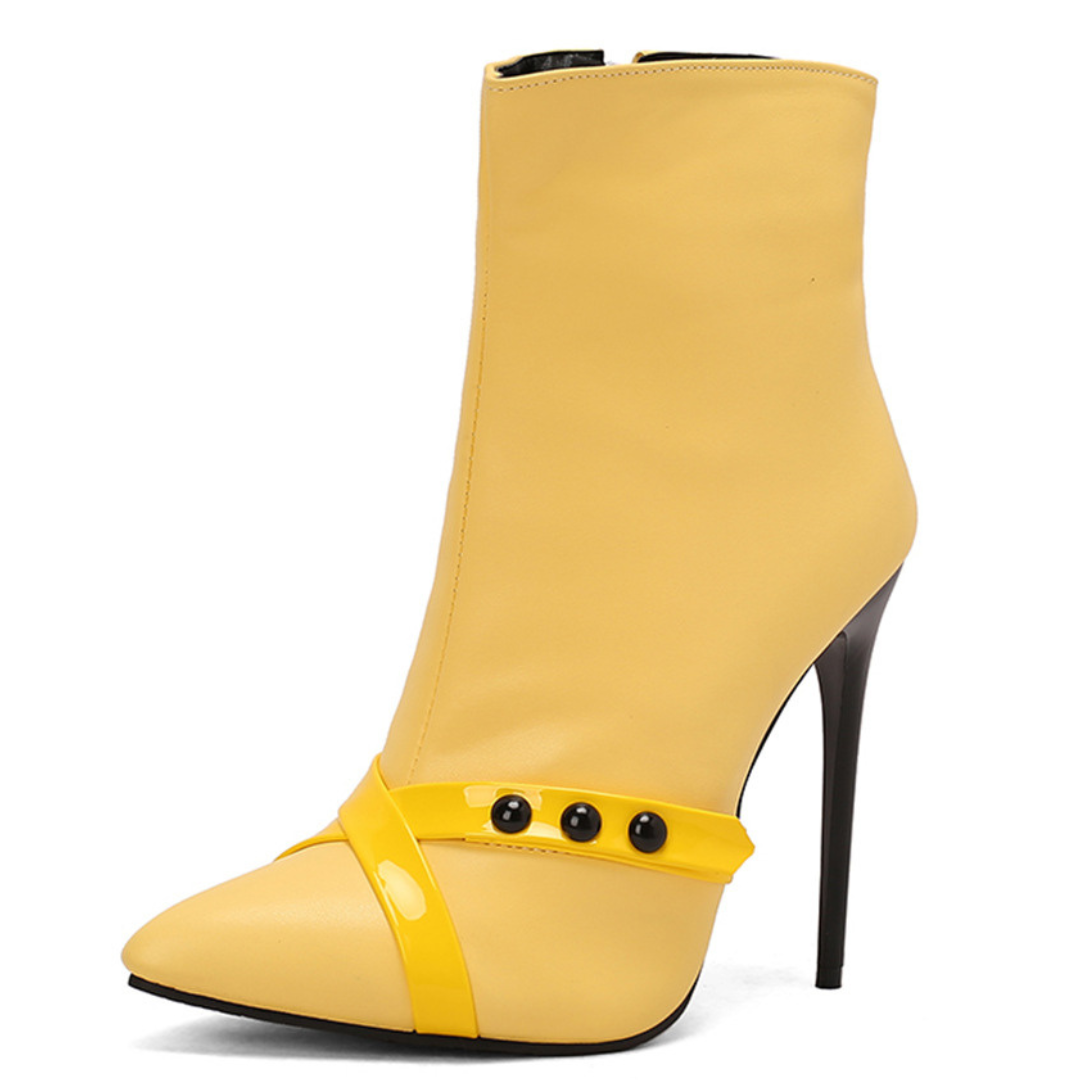 Women's Black High-Flex Leather Stiletto Heels Corvine