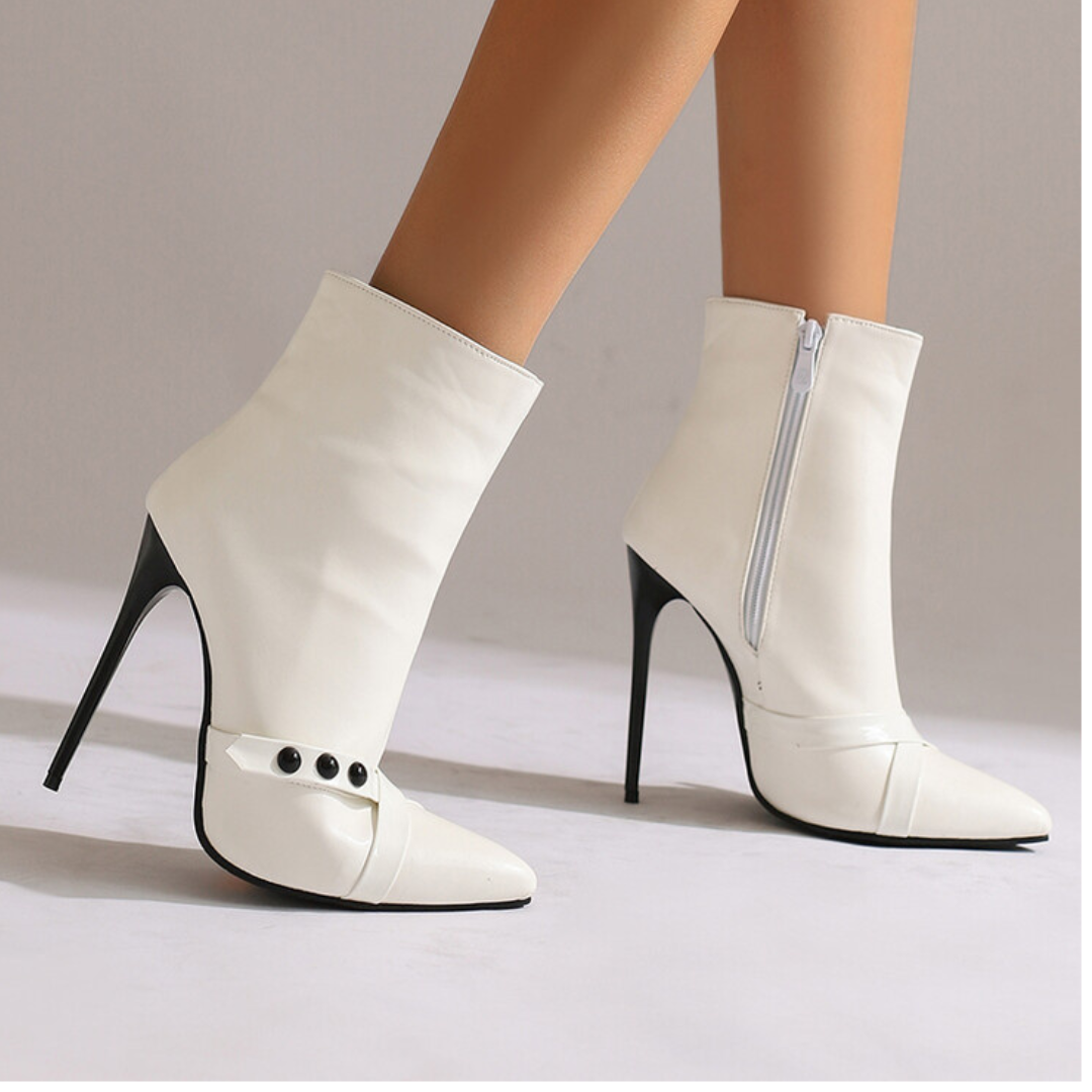 Women's Black High-Flex Leather Stiletto Heels Corvine