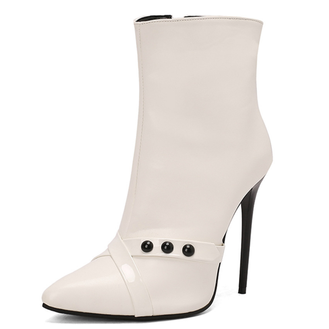 Women's Black High-Flex Leather Stiletto Heels Corvine