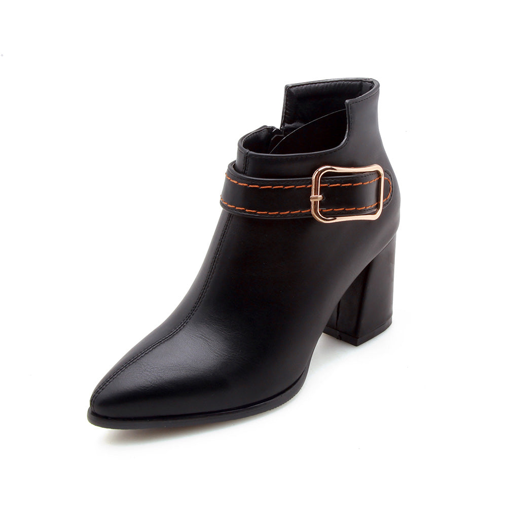 Women's Black Leather Ankle Boots Corvine