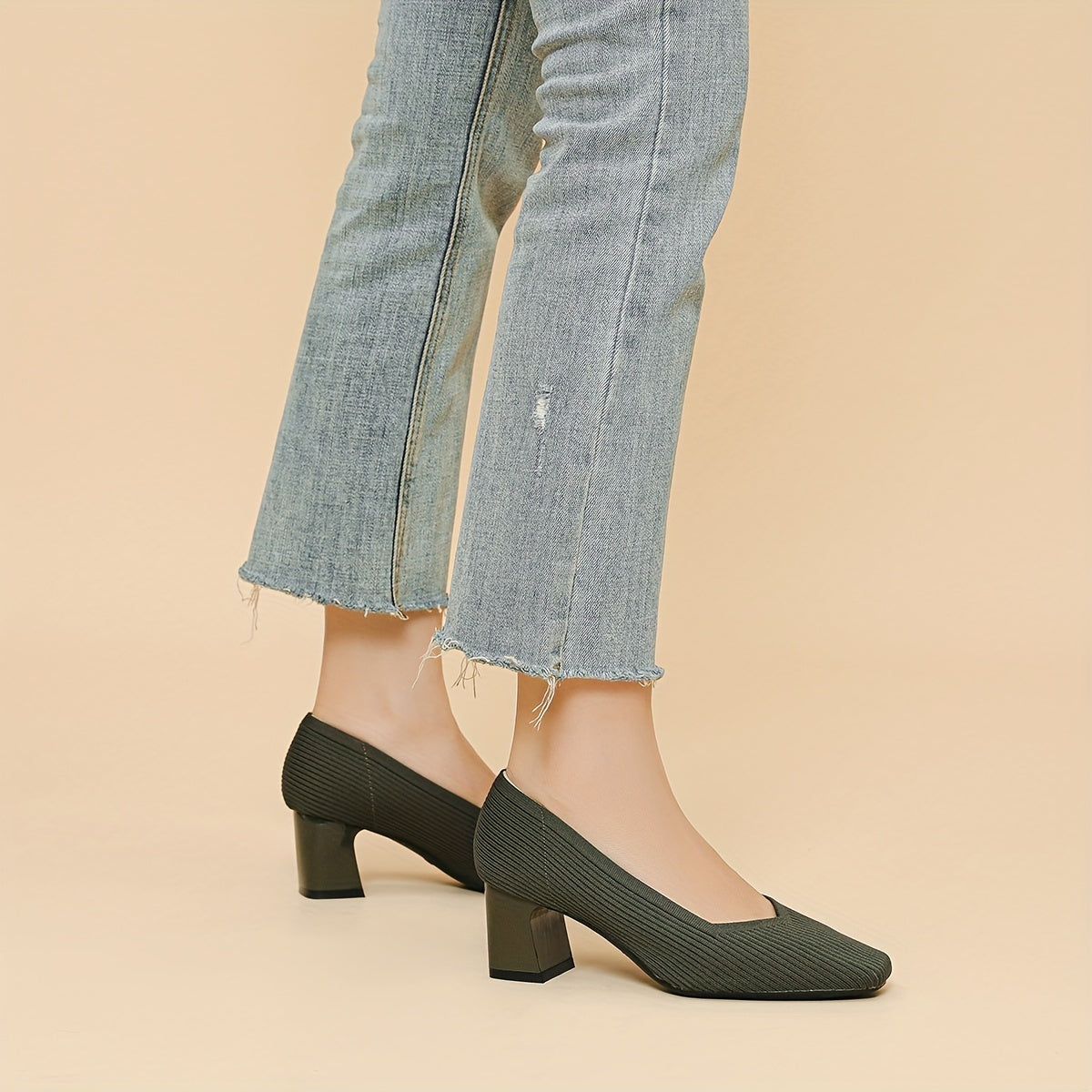 Women's Black Leather Heels Corvine
