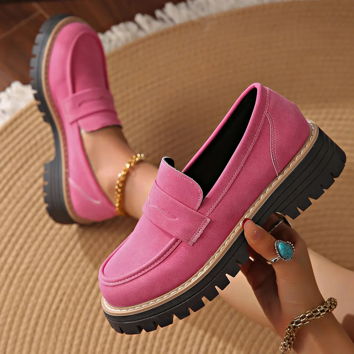 Women's Black Leather Penny Loafers Corvine