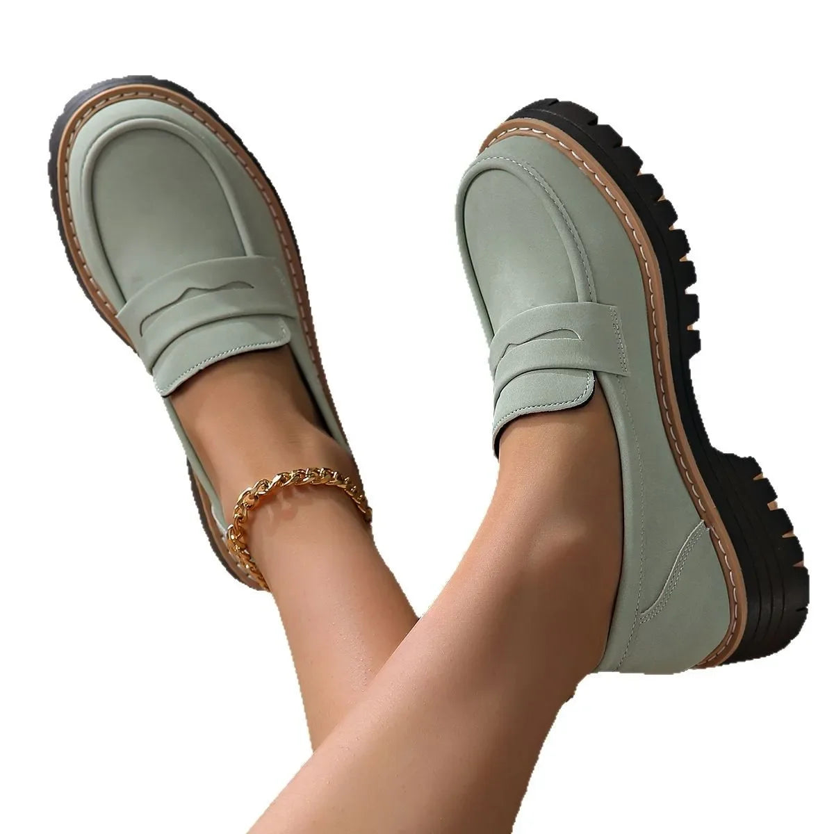 Women's Black Leather Penny Loafers Corvine