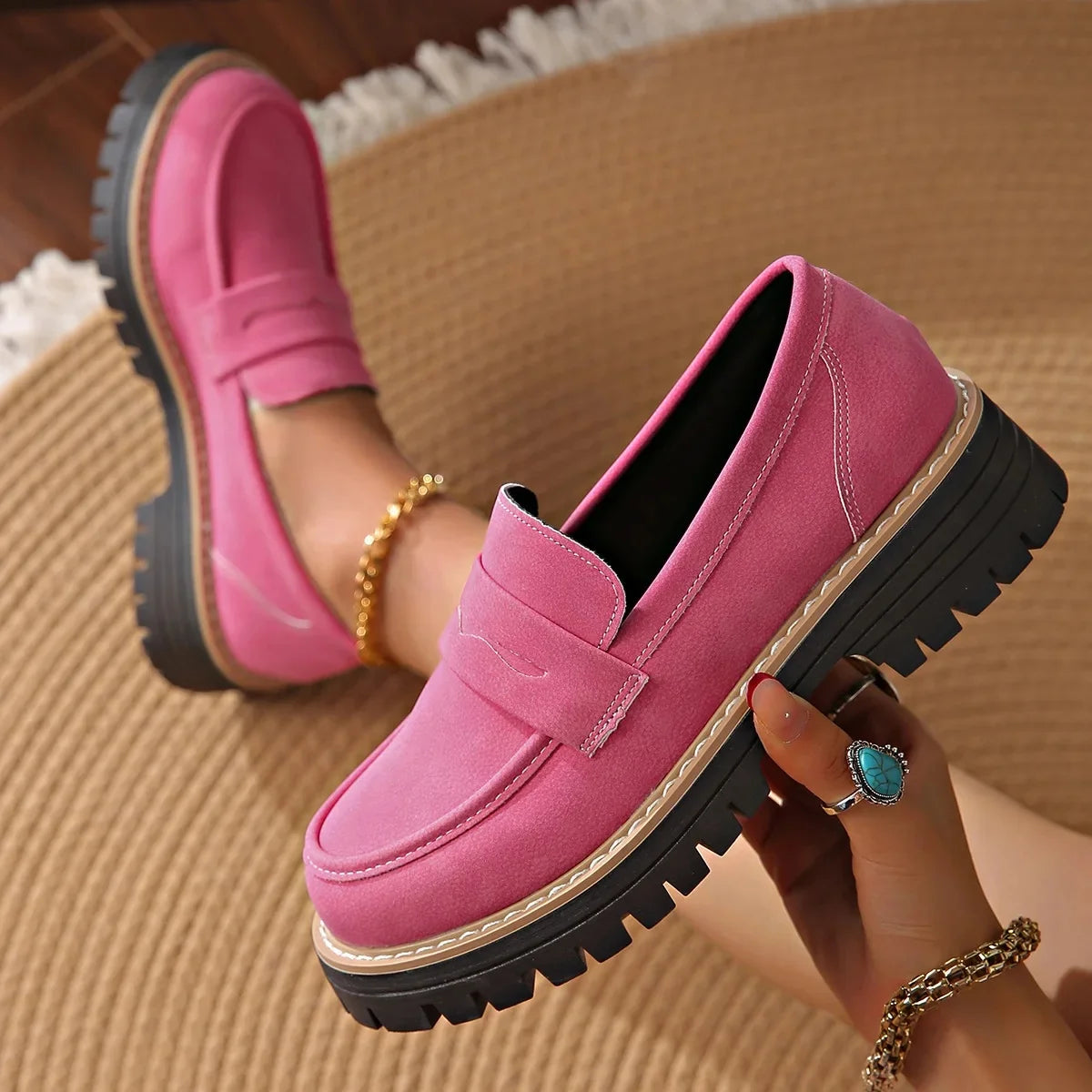Women's Black Leather Penny Loafers Corvine