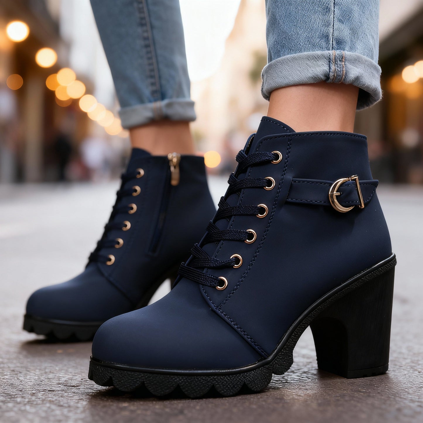 Women's Black Matte Leather Ankle Boots Corvine