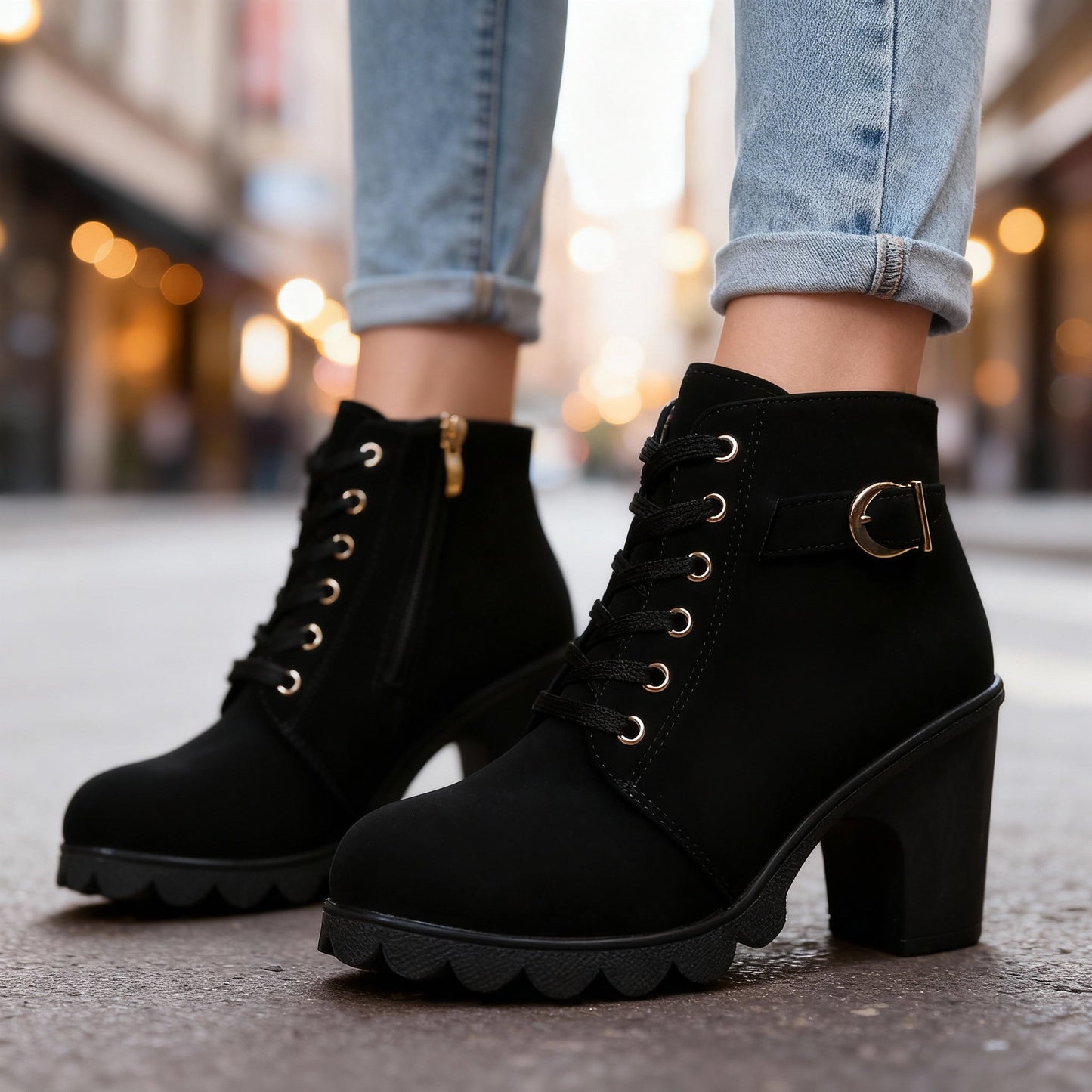 Women's Black Matte Leather Ankle Boots Corvine