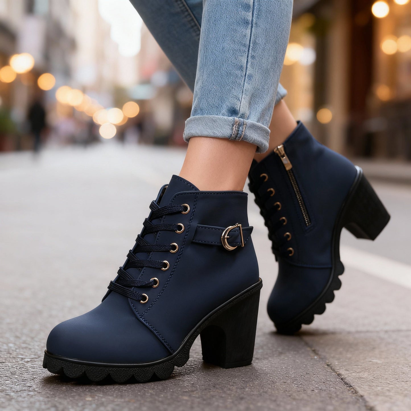 Women's Black Matte Leather Ankle Boots Corvine