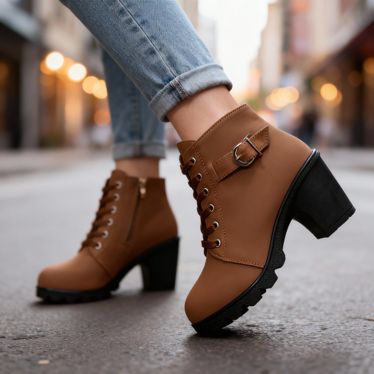 Women's Black Matte Leather Ankle Boots Corvine