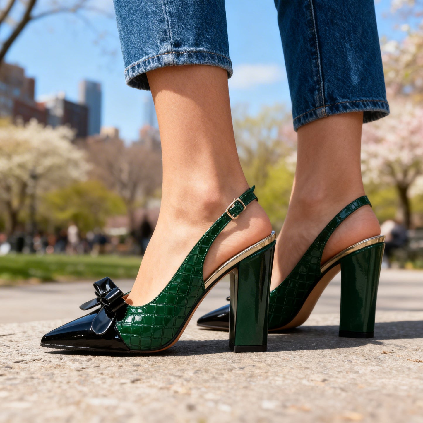 Women's Black Patent Bow Heels Corvine