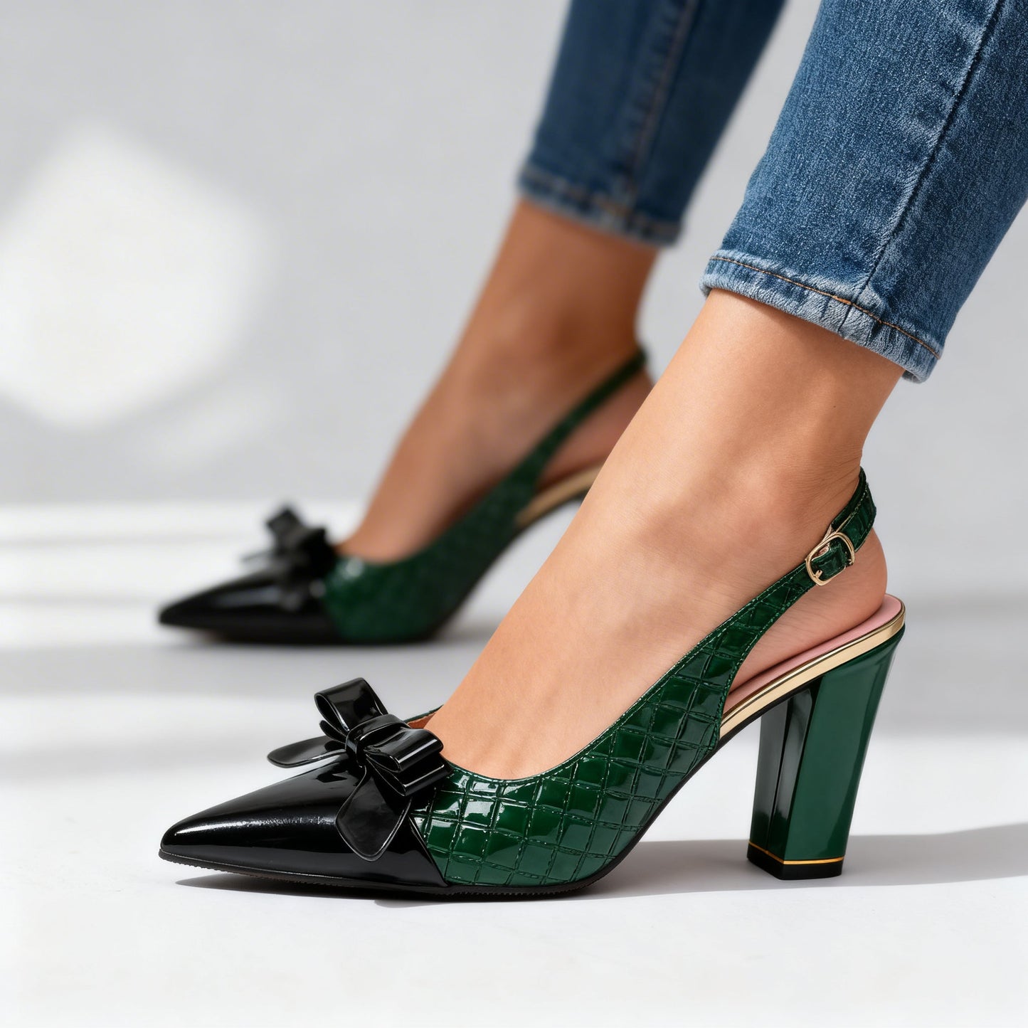 Women's Black Patent Bow Heels Corvine