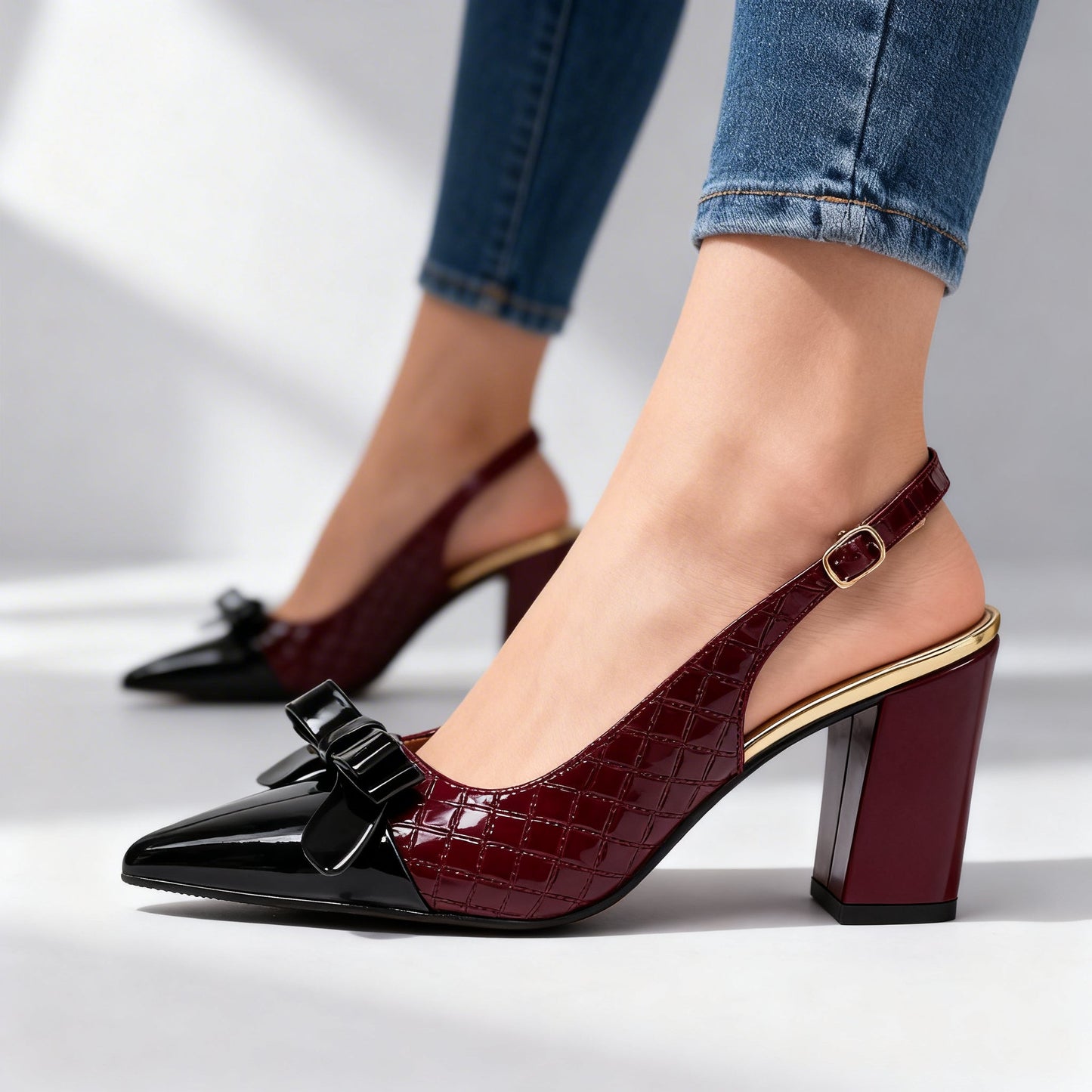 Women's Black Patent Bow Heels Corvine