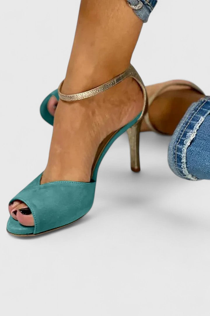 Women's Black Peep-Toe Heels Corvine