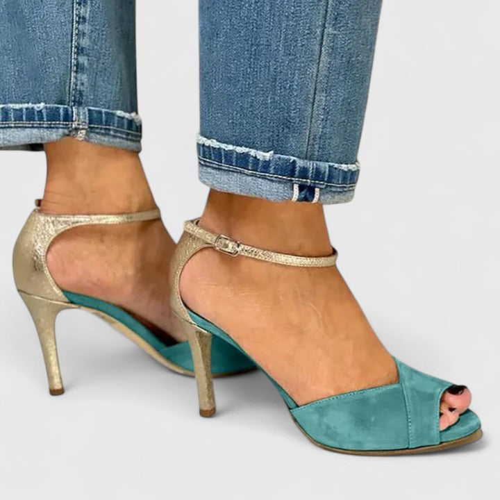 Women's Black Peep-Toe Heels Corvine