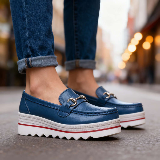 Women's Black Platform Loafers Corvine
