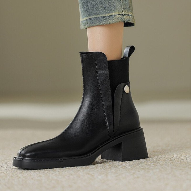 Women's Black Premium Italian Leather Ankle Boots Corvine