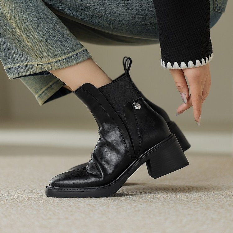 Women's Black Premium Italian Leather Ankle Boots Corvine