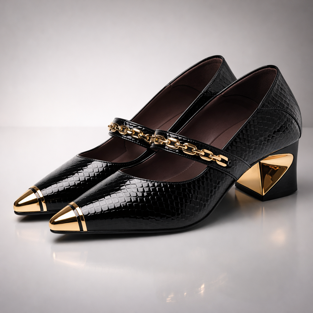 Women's Black Sculpted Block Heel Pumps Corvine