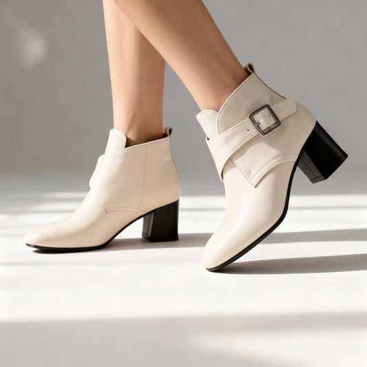 Women's Black Smooth Leather Ankle Boots Corvine