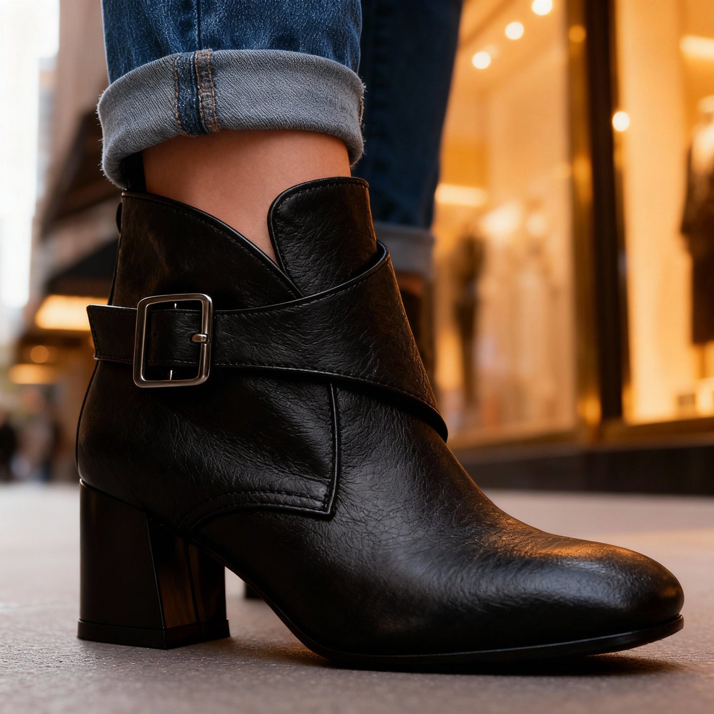 Women's Black Smooth Leather Ankle Boots Corvine