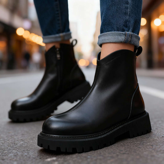 Women's Black Soft Inner Lined Ankle Boots Corvine