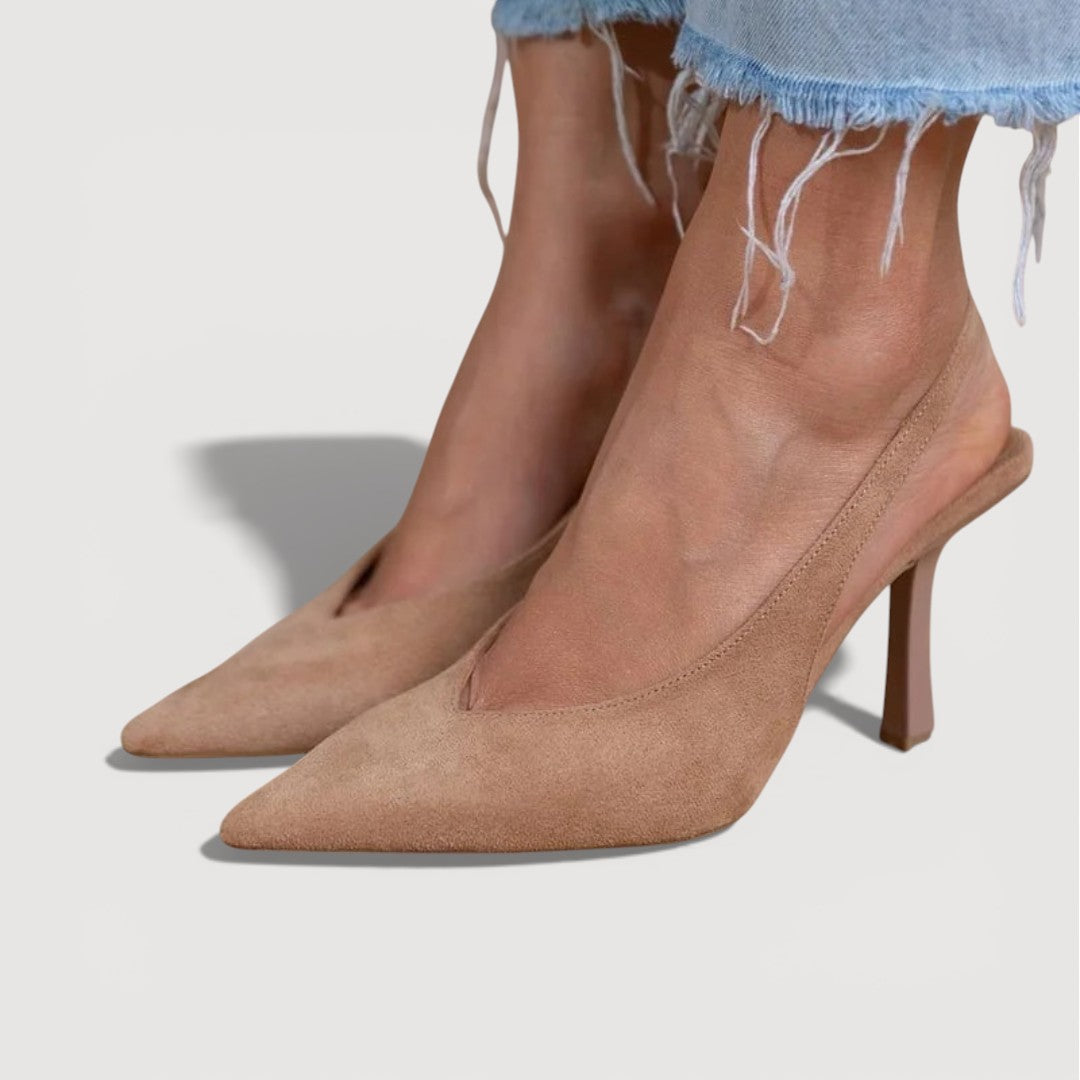 Women's Black Soft Suede Slingback Heels Corvine