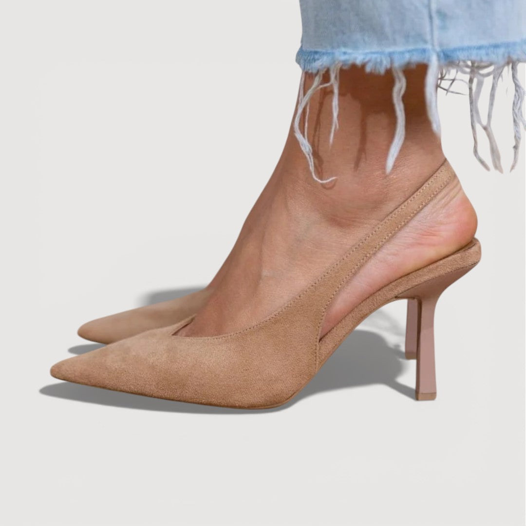 Women's Black Soft Suede Slingback Heels Corvine